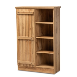 Baxton Studio Eren Modern and Contemporary Farmhouse Natural Oak Brown Finished Wood 1-Door Shoe Cabinet